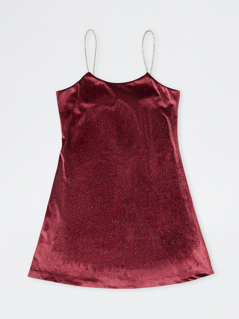 Girls Burgundy Speckle Shimmer A-Line Dress