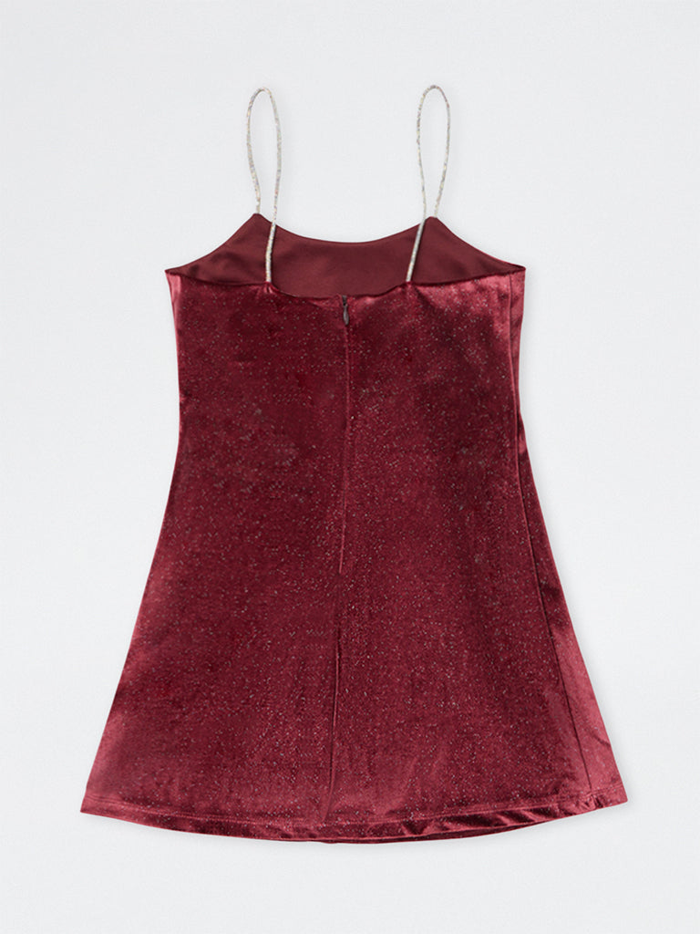 Girls Burgundy Speckle Shimmer A-Line Dress