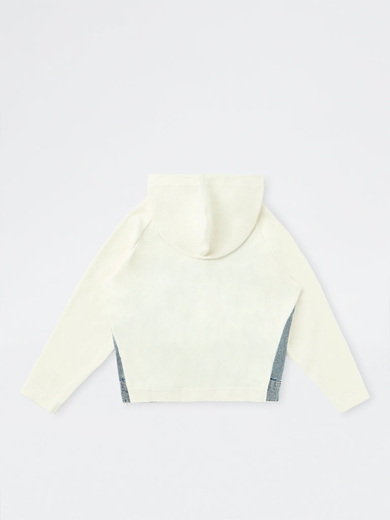 Girls Off-White Colour-Blocked Denim Jacket