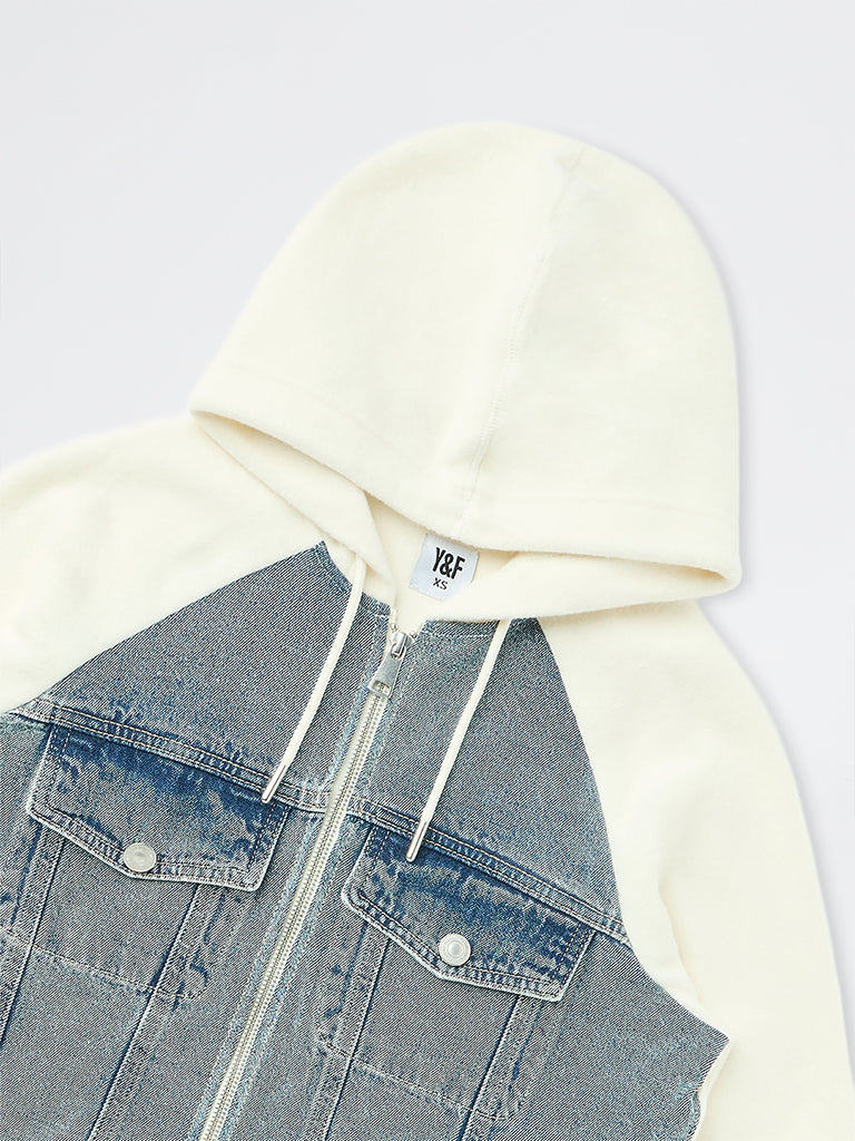 Girls Off-White Colour-Blocked Denim Jacket