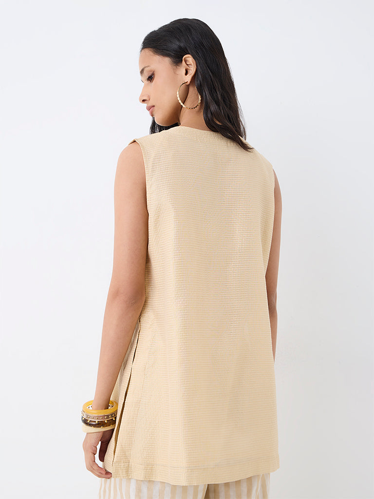 Utsa Gold Checkered Cotton Kurti