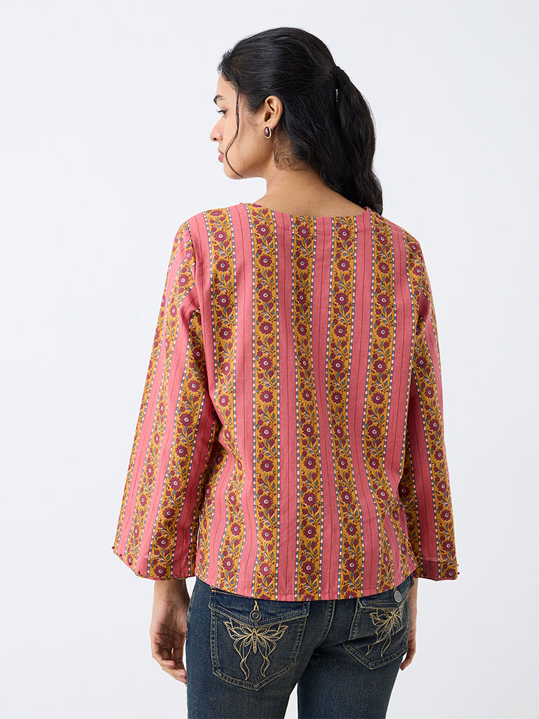 Utsa Pink Floral Printed Cotton Tunic