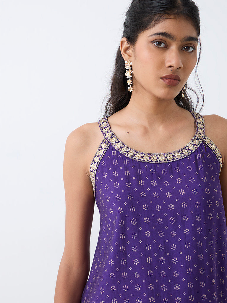 Utsa Violet Floral Printed Kurti