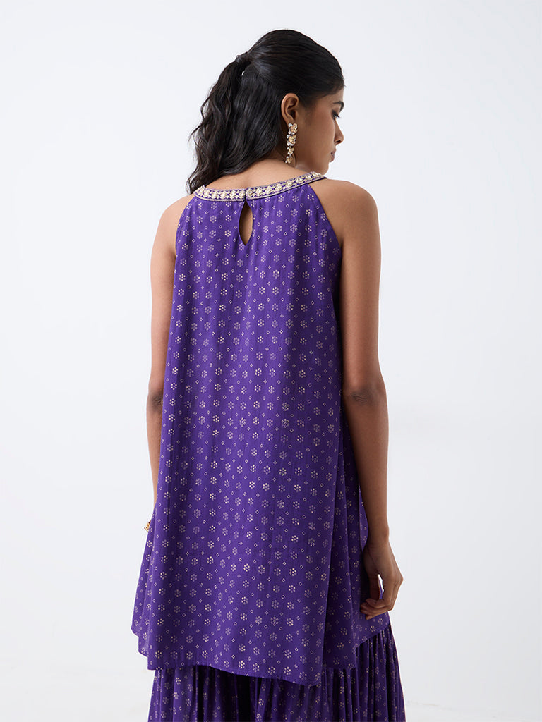 Utsa Violet Floral Printed Kurti