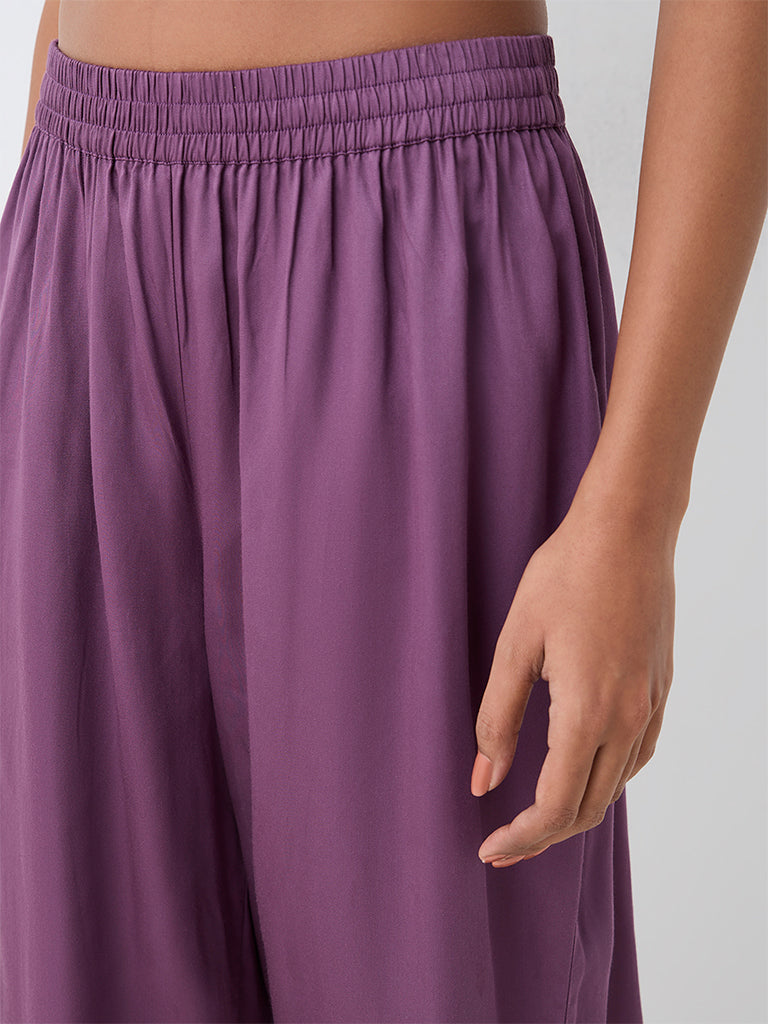 Zuba Purple Solid Pants
