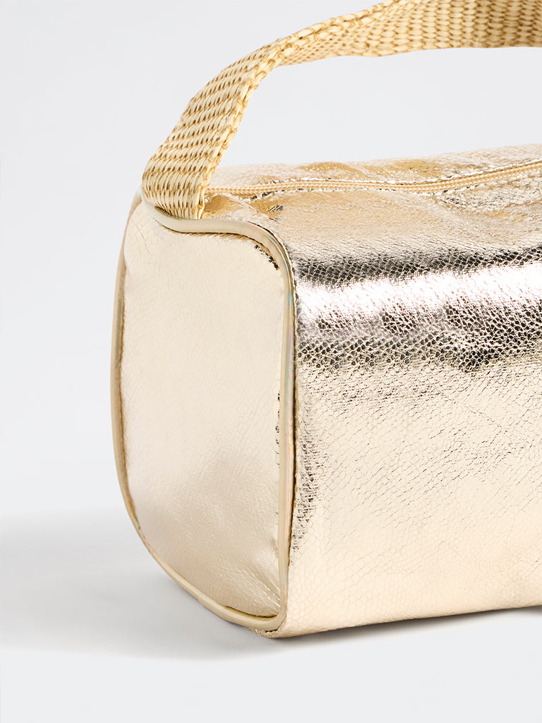 Studiowest Gold Textured Rectangular Metallic Pouch - Large