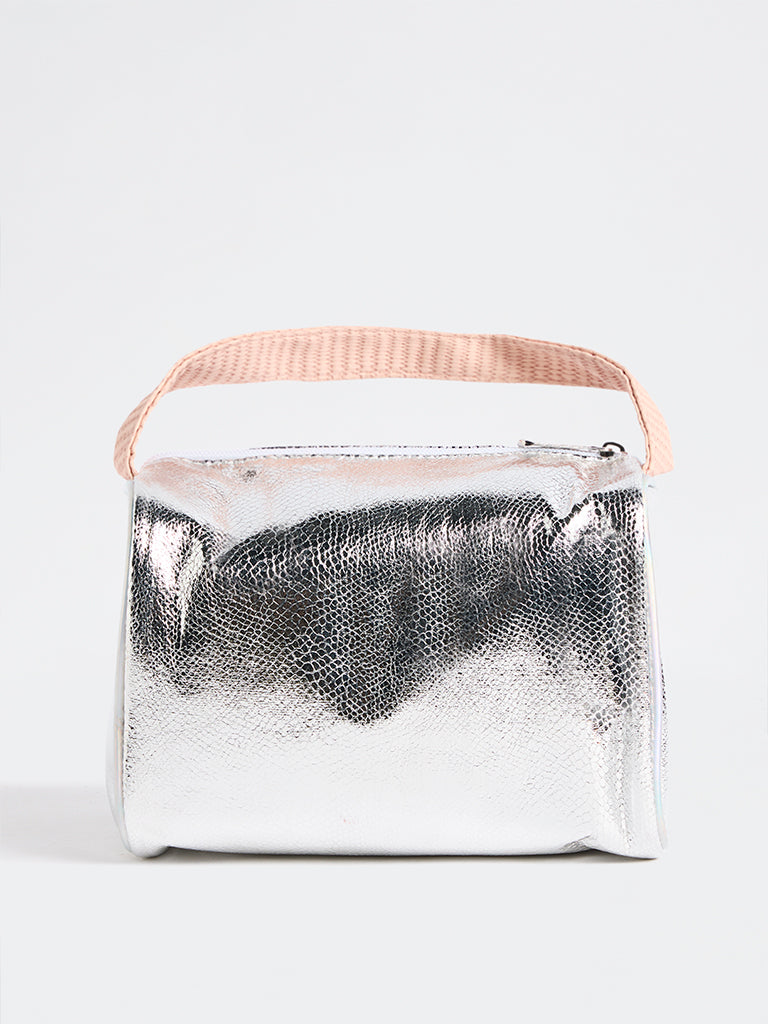 Studiowest Silver Textured Rectangular Metallic Pouch - Large