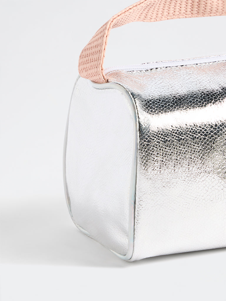 Studiowest Silver Textured Rectangular Metallic Pouch - Large