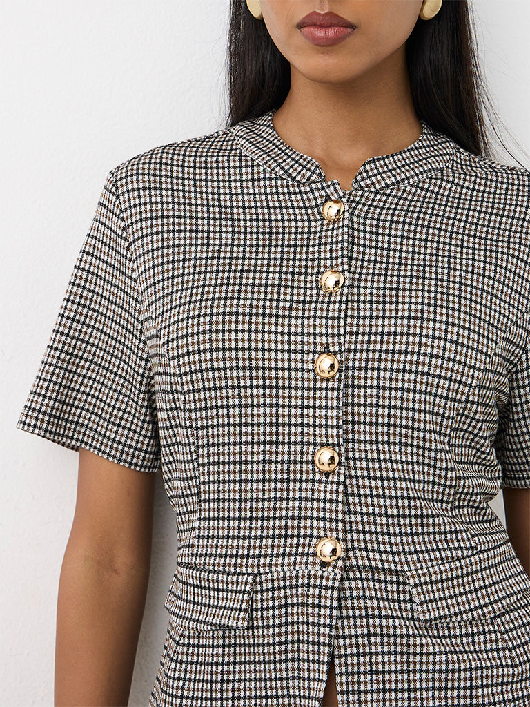 Wardrobe Multicolour Houndstooth Checkered Blouse