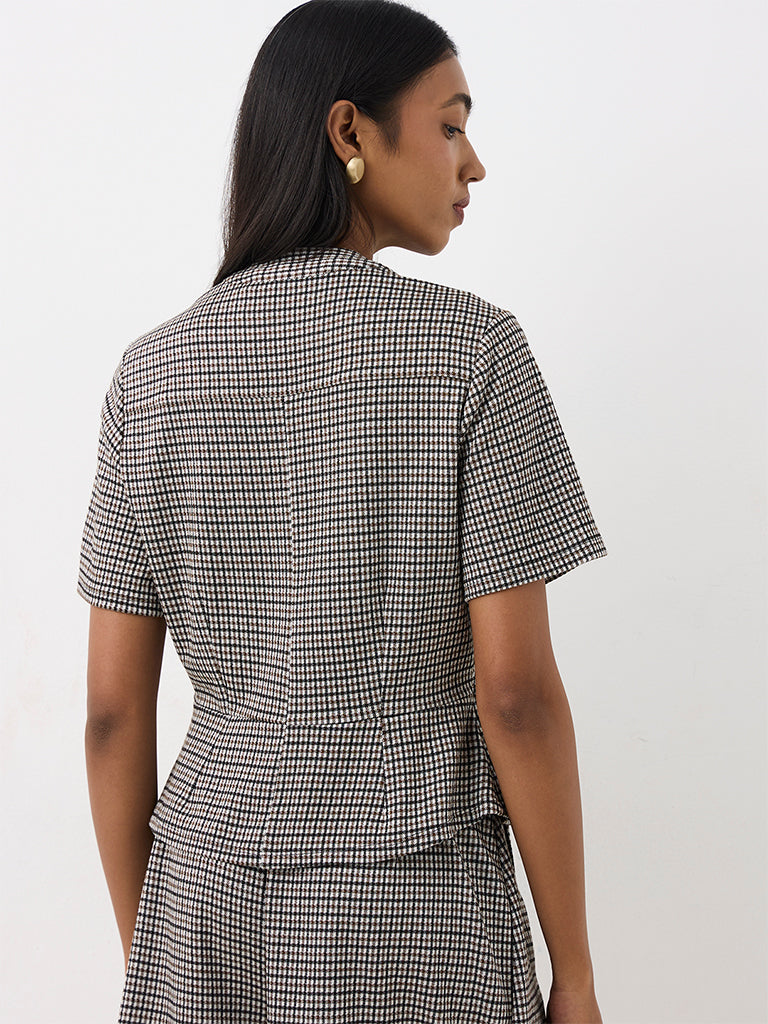 Wardrobe Multicolour Houndstooth Checkered Blouse