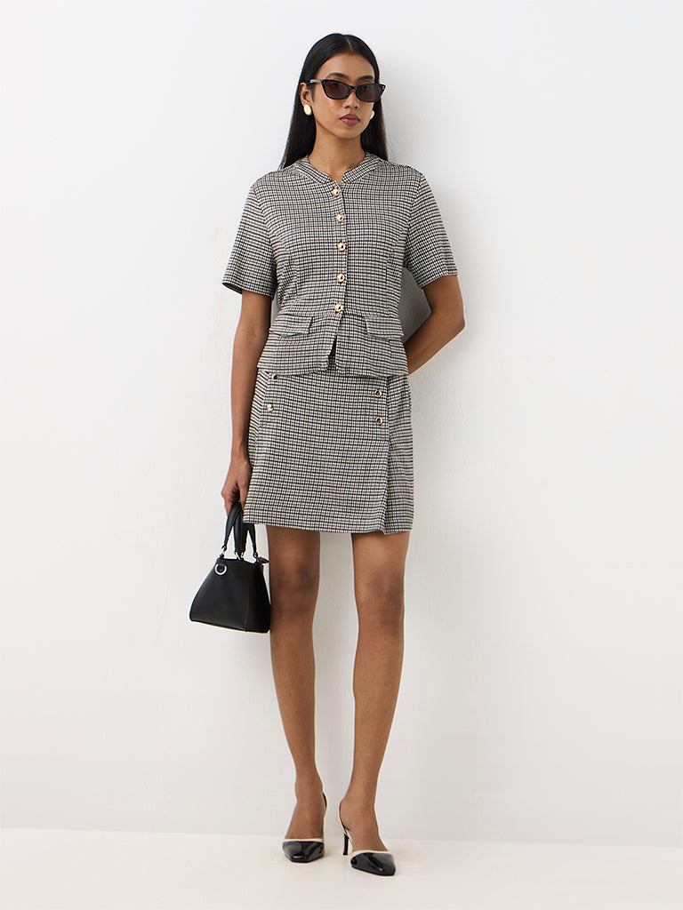 Wardrobe Multicolour Houndstooth Checkered High-Rise Skorts