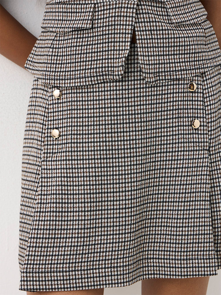 Wardrobe Multicolour Houndstooth Checkered High-Rise Skorts