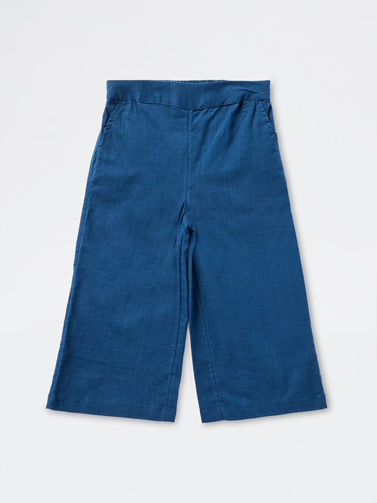 Utsa Kids Girls Dark Blue Solid Cotton Ethnic Pants - (2-8 yrs)