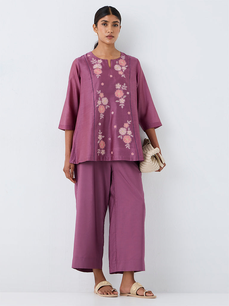Zuba Purple Solid Pants