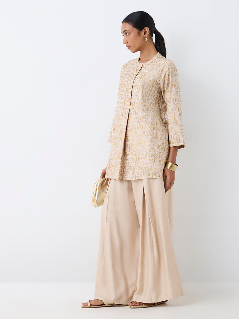 Zuba Light Beige Floral Printed Tunic