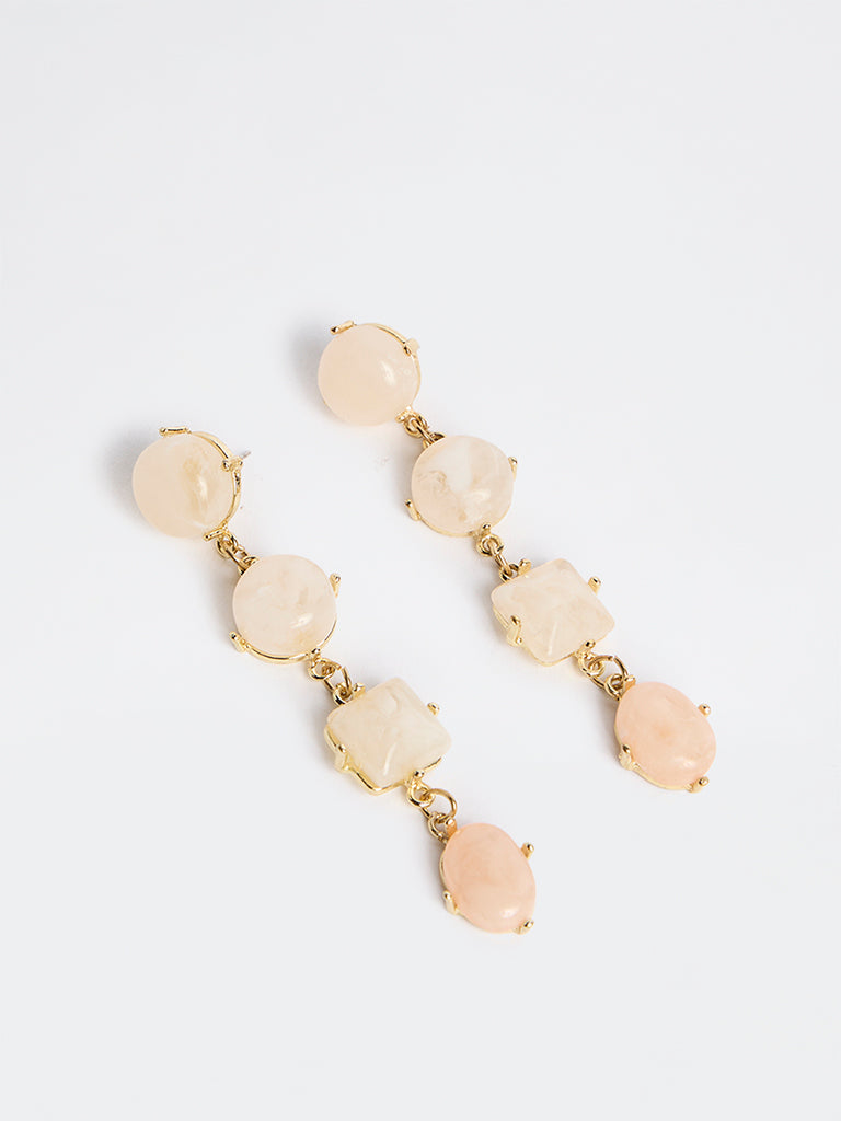 Westside Accessories Pink and Gold Statement Dangler Earrings