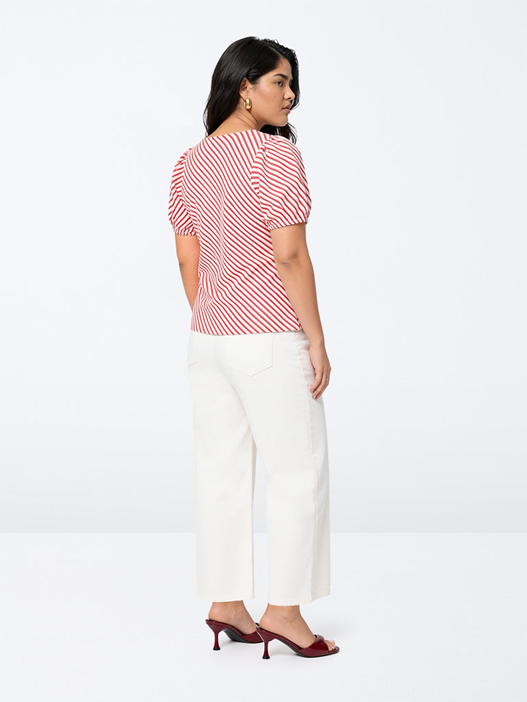 Gia Red Chevron Pattern Top