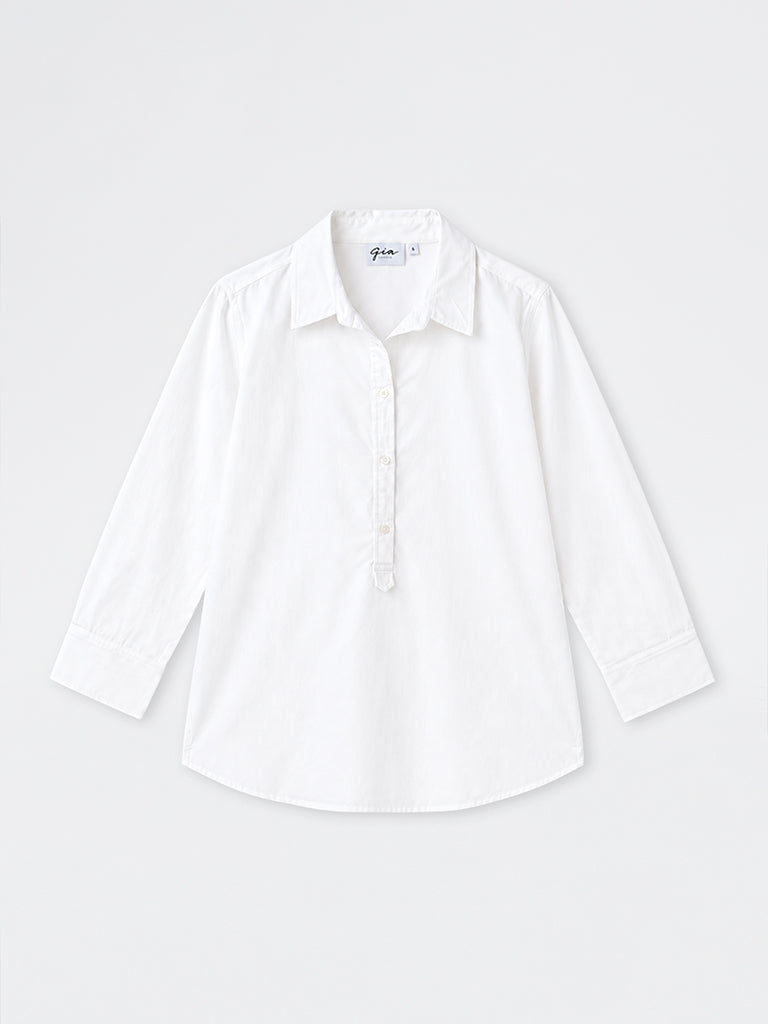 Gia White Solid Cotton Blouse
