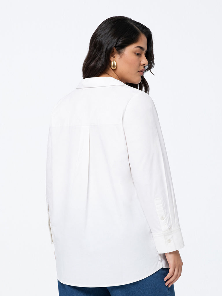 Gia White Solid Cotton Blouse