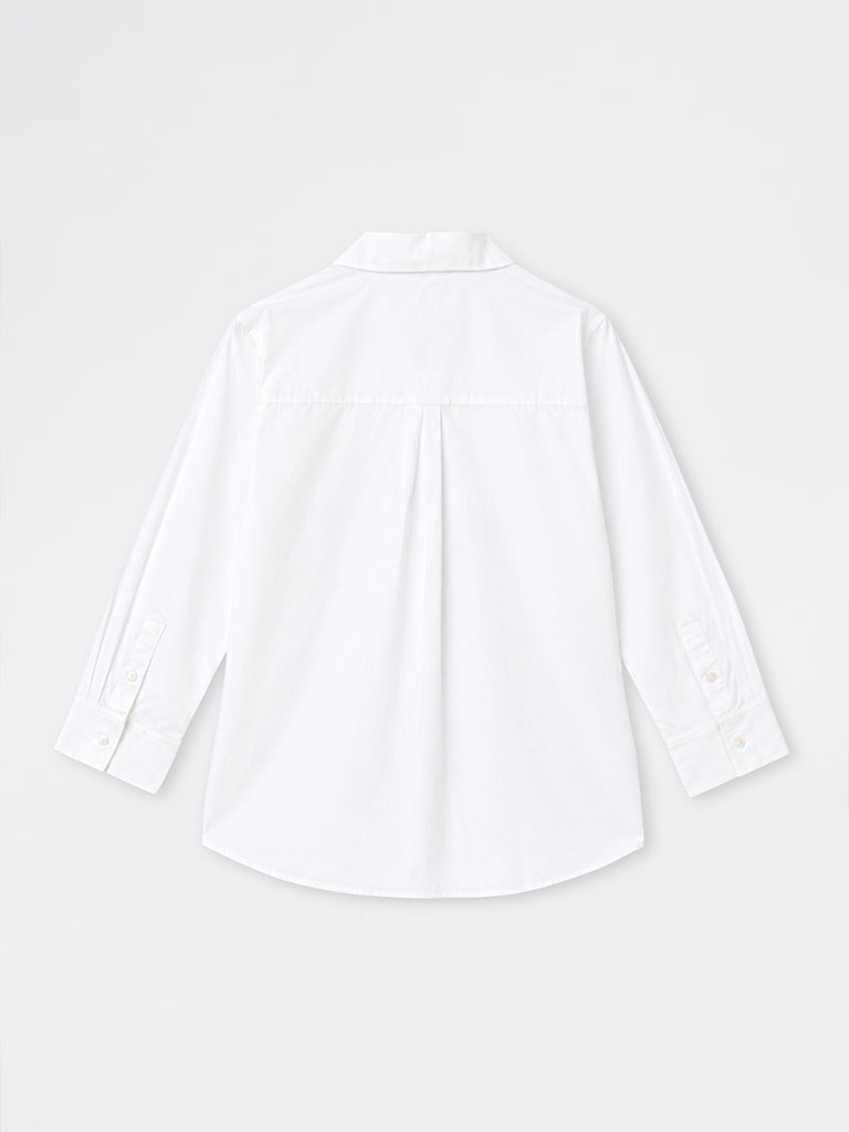 Gia White Solid Cotton Blouse