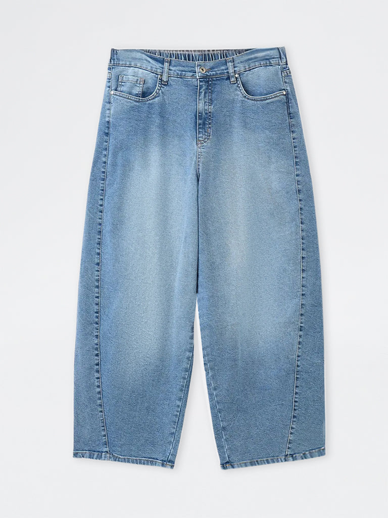 Gia Blue Wash High-Waist Barrel Jeans