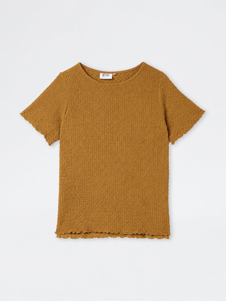 Gia Mustard Textured T-Shirt