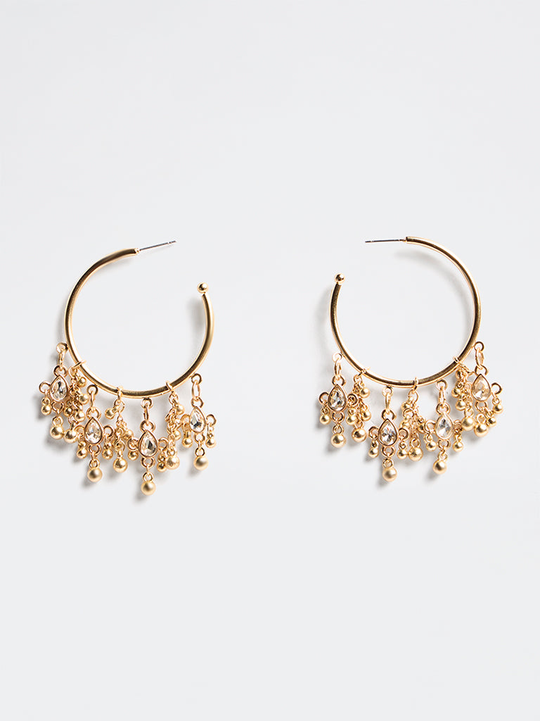 Westside Accessories Gold Dangling Charms Hoop Earrings