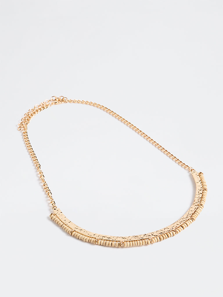 Westside Accessories Gold Beaded Metal Collar Necklace