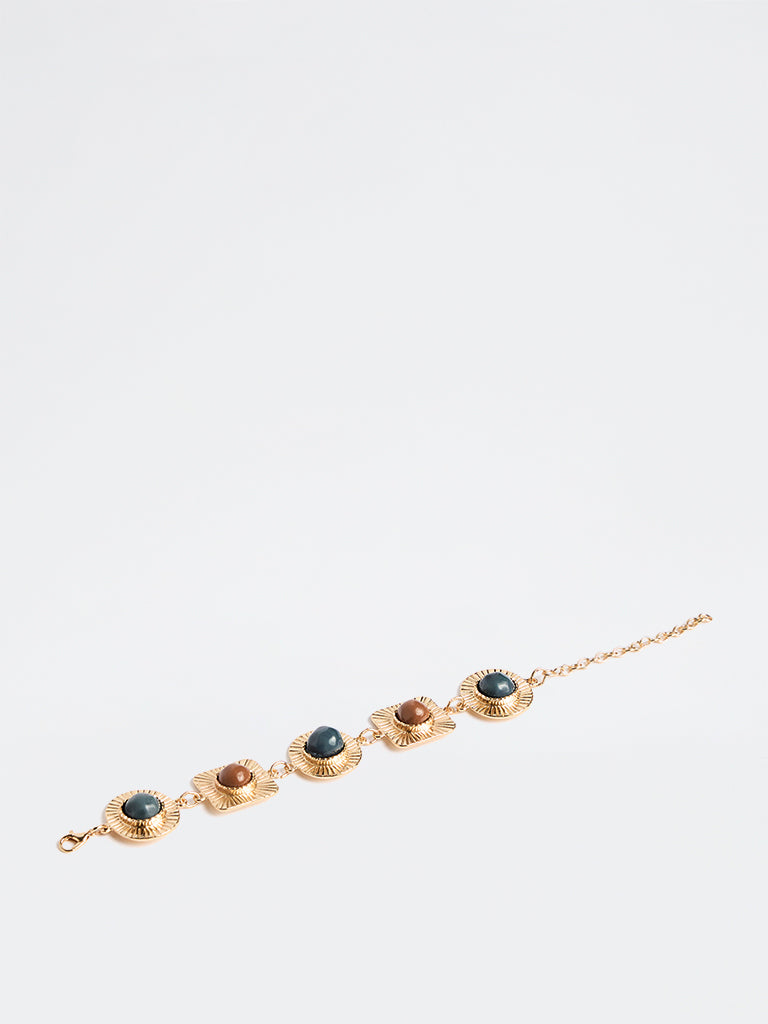 Westside Accessories Gold Geometric Multi-Stone Link Bracelet
