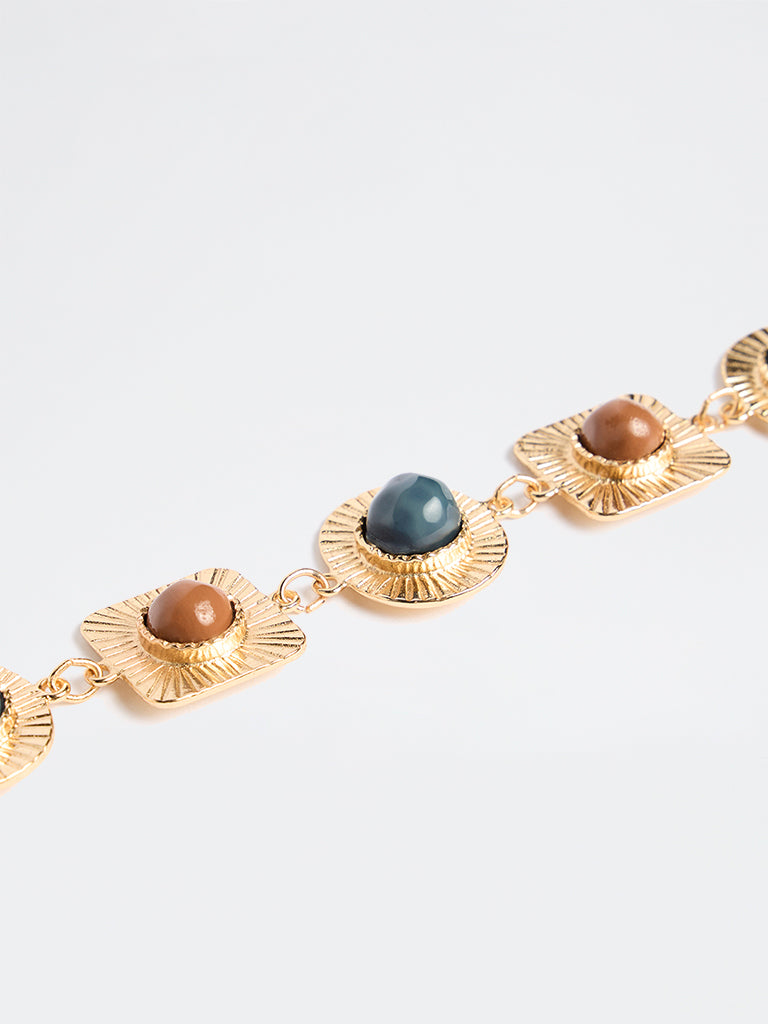 Westside Accessories Gold Geometric Multi-Stone Link Bracelet