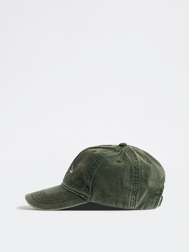 Westside Accessories Olive Washed Text Embroidered Cap