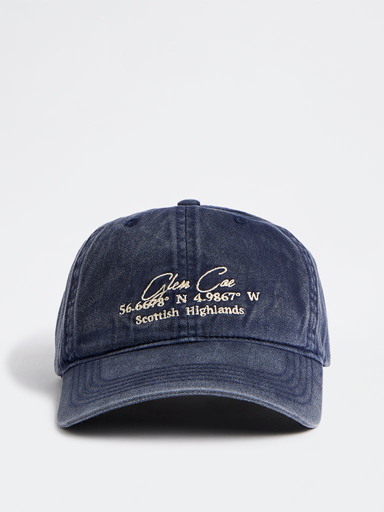 Westside Accessories Navy Washed Text Embroidered Cap