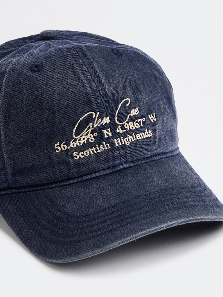 Westside Accessories Navy Washed Text Embroidered Cap