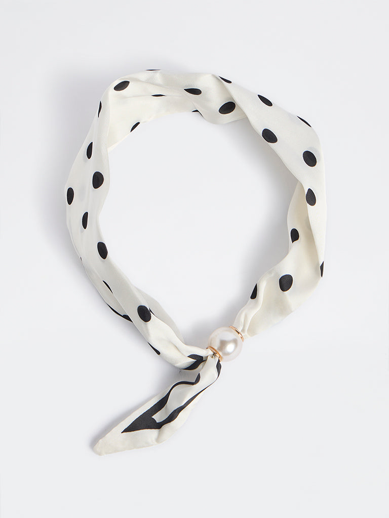 Westside Accessories Black and White Polka-Dot Neck Scarf