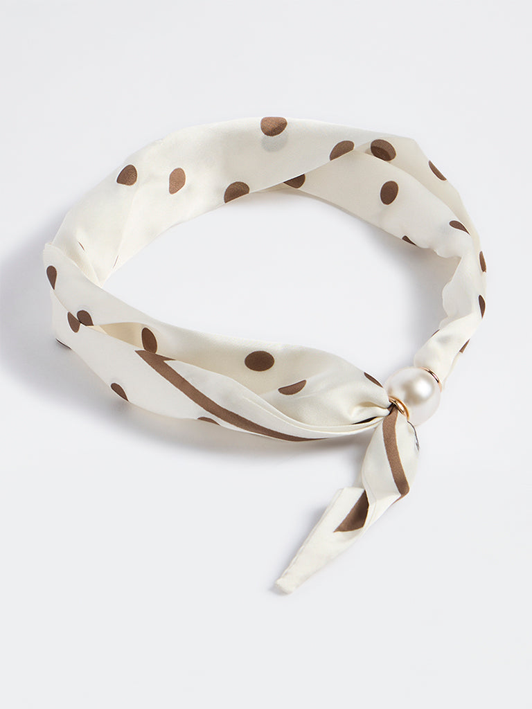 Westside Accessories Brown and White Polka-Dot Neck Scarf