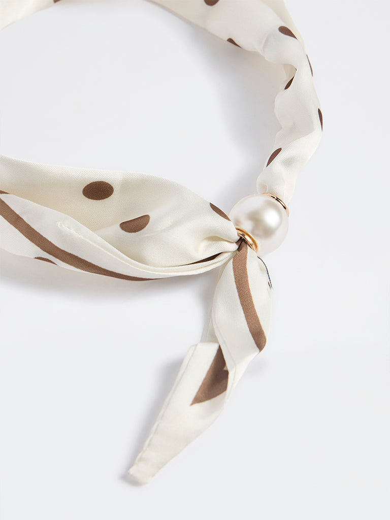 Westside Accessories Brown and White Polka-Dot Neck Scarf