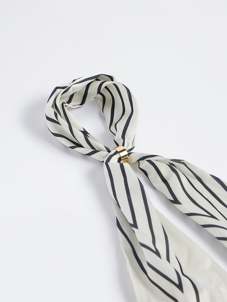 Westside Accessories Black and White Stripe Printed Neck Scarf
