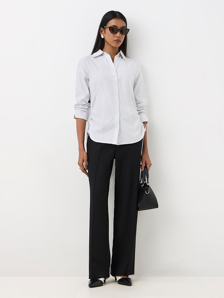 Wardrobe Ivory Pinstriped Cotton-Blend Shirt
