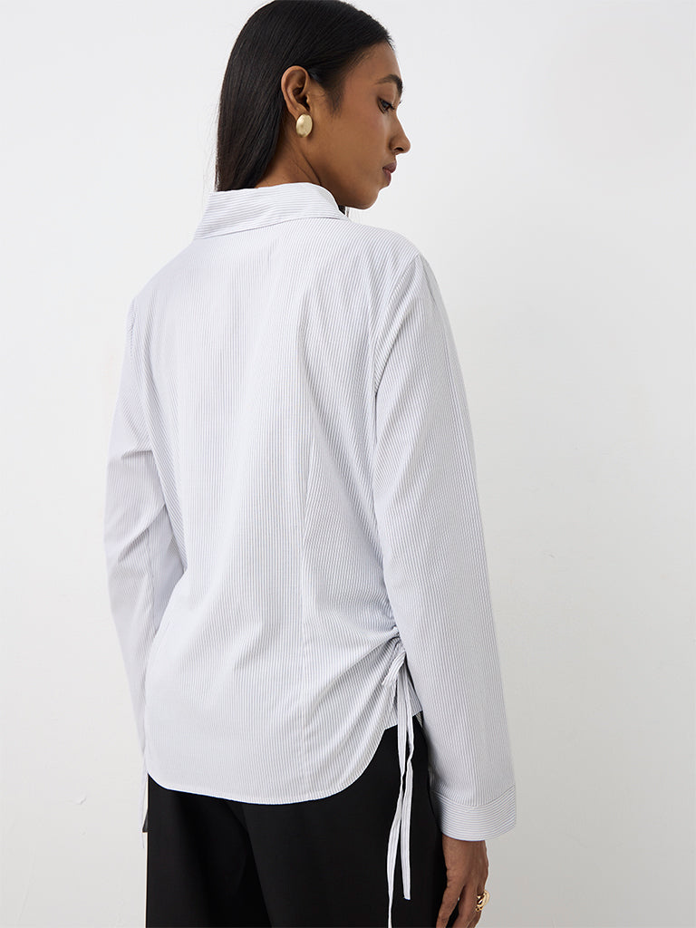 Wardrobe Ivory Pinstriped Cotton-Blend Shirt