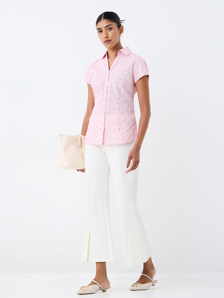 Wardrobe Pink Printed Cotton-Blend Shirt