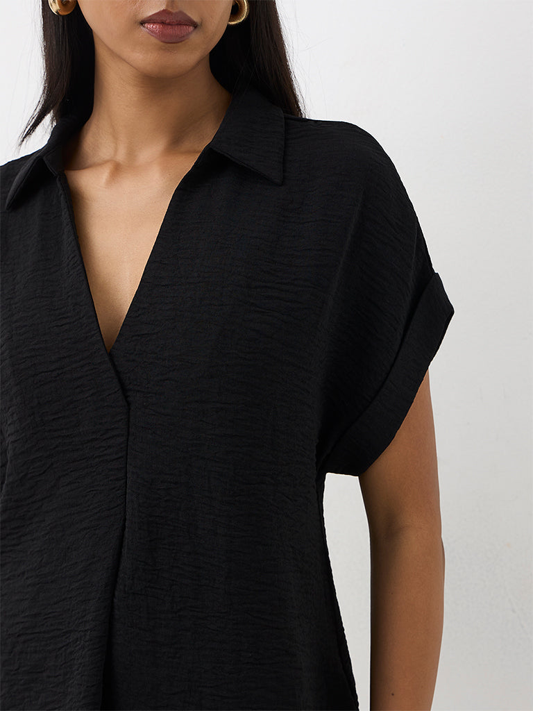Wardrobe Black Crinkle-Textured Blouse