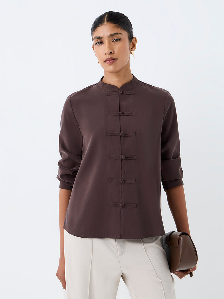 Wardrobe Dark Brown Solid Blouse