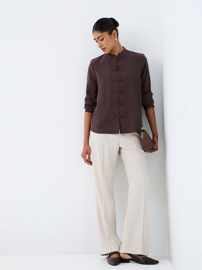 Wardrobe Dark Brown Solid Blouse
