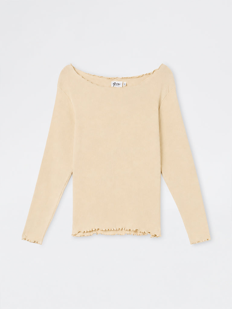 Gia Cream Solid Cotton-Blend T-Shirt