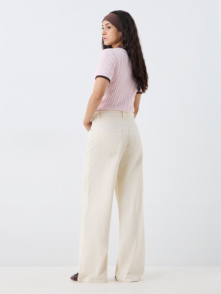 Nuon Off-White High-Waist Straight-Leg Jeans