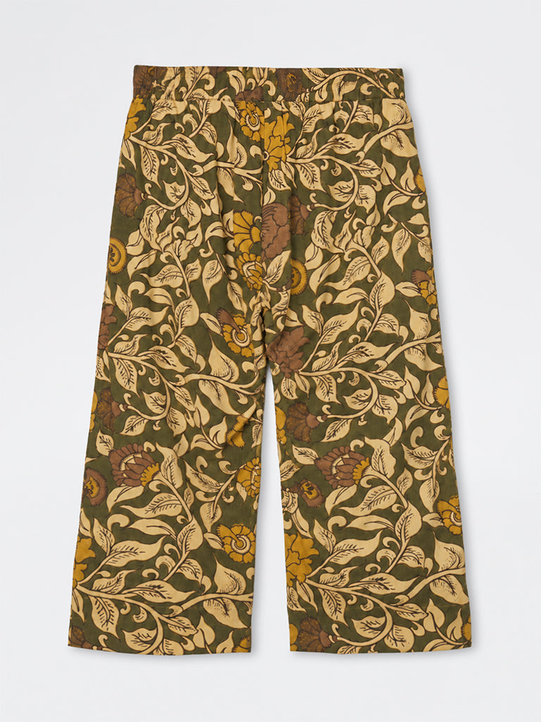 Diza Olive Foliage Printed Pants