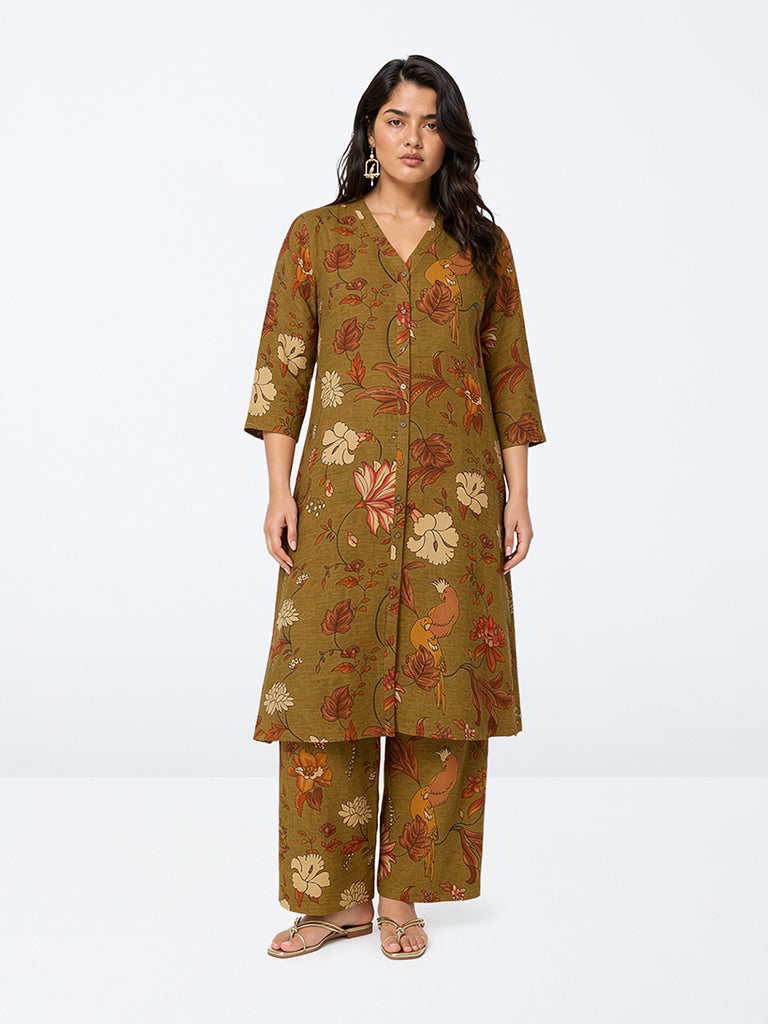 Diza Olive Nature-Inspired Pants