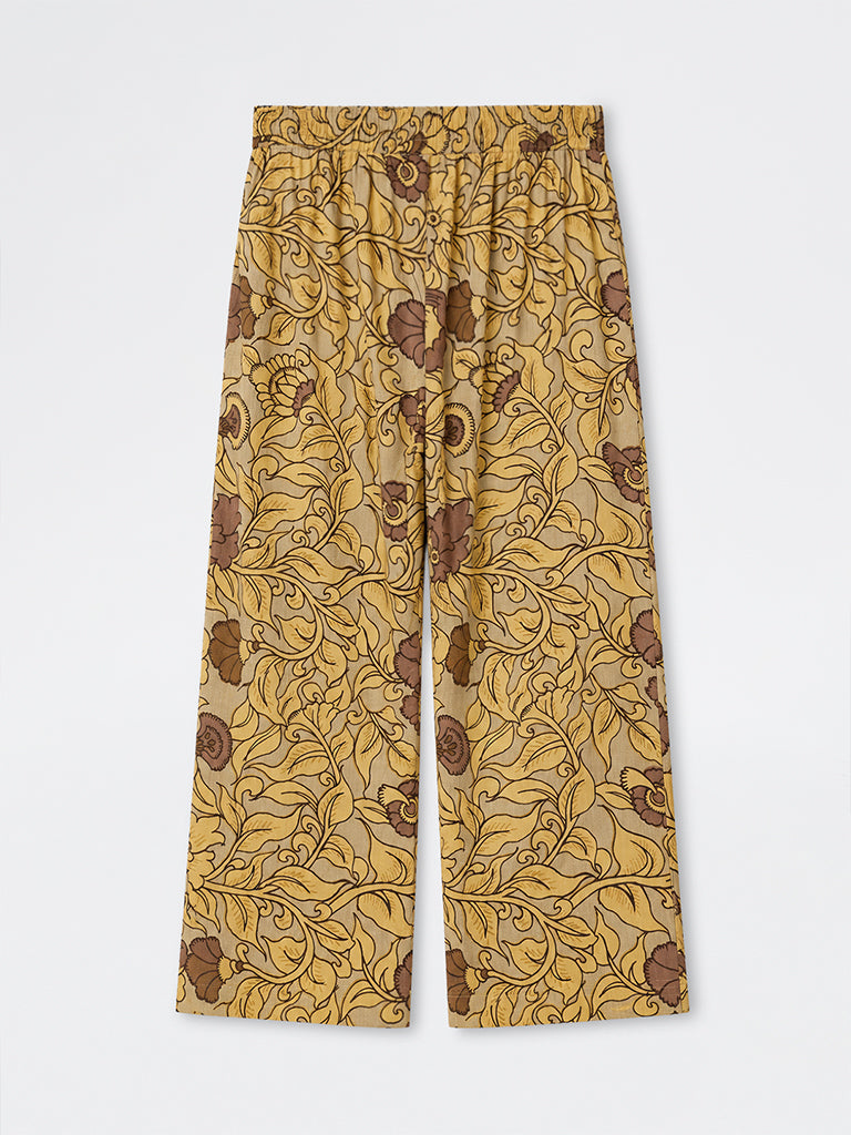 Diza Yellow Floral Pattern Pants