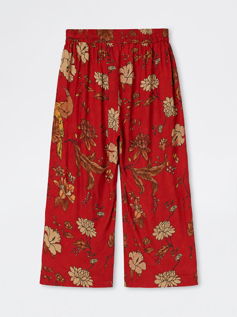 Diza Red Nature-Inspired Pants