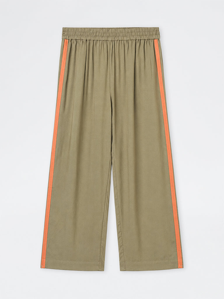 Diza Olive Striped Pants